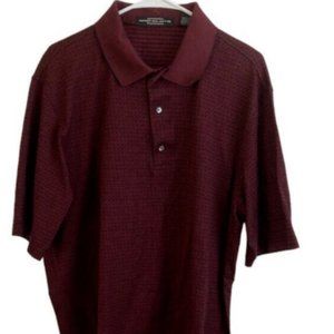 Carnoustie Mens Polo Shirt Sz XL Red Maroon Check Short Sleeves 100% Cot…